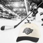 AMERICAN NEEDLE Los Angeles Kings Officially Licensed NHL Blue Line Adjustable Snapback Baseball Hat, Ivory/Black (EM004A-LAK-IBLK)