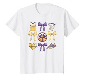 WNBA Los Angeles Sparks Bow Grid T-Shirt, Youth, White, Large