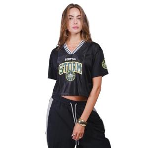 Ultra Game WNBA Official Womens Super Soft Mesh Crop Top T-Shirt, Seattle Storm, Team Color, X-Large
