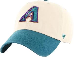 47 Arizona Diamondbacks Mens Womens Cooperstown 2 ToneClean Up Adjustable Strapback Natural White/Teal Hat with Vintage Team Color Logo