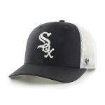 47 MLB Team Color Primary Logo Mesh Trucker Snapback Adjustable Hat Cap, Adult One Size Fits All - Chicago White Sox Black