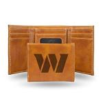 Rico Industries NFL Football Washington Commanders Brown Laser Engraved Faux Leather Trifold