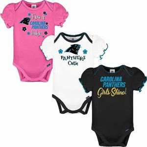 NFL Carolina Panthers 3 Pack Short Sleeve Bodysuit, Black/White/Pink Carolina Panthers, 3-6M