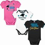 NFL Carolina Panthers 3 Pack Short Sleeve Bodysuit, Black/White/Pink Carolina Panthers, 3-6M