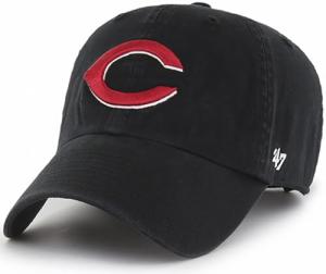 47 Brand MLB Alternate Color Primary Logo Clean Up Adjustable Baseball Cap Hat, Adult One Size Fits All - Cincinnati Reds Black