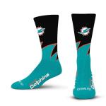For Bare Feet NFL MIAMI DOLPHINS Black Wave Crew Sock Team Color LARGE