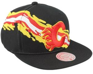 Mitchell & Ness Calgary Flames Brush Snapback Adjustable Hat Cap - Black