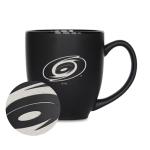 Rico Industries NHL Hockey Carolina Hurricanes 15oz Laser Engraved Matte Black Ceramic Bistro Mug - For Hot or Cold Drinks