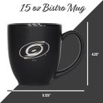 Rico Industries NHL Hockey Carolina Hurricanes 15oz Laser Engraved Matte Black Ceramic Bistro Mug - For Hot or Cold Drinks