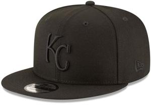 New Era MLB 9FIFTY Black Black Primary Logo Team Adjustable Snapback Hat Cap One Size Fits All - Kansas City Royals Black