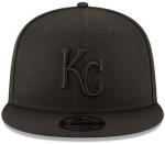 New Era MLB 9FIFTY Black Black Primary Logo Team Adjustable Snapback Hat Cap One Size Fits All - Kansas City Royals Black