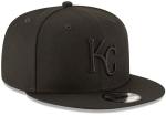 New Era MLB 9FIFTY Black Black Primary Logo Team Adjustable Snapback Hat Cap One Size Fits All - Kansas City Royals Black