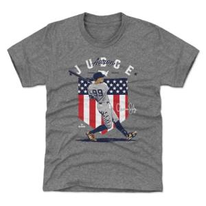 500 LEVEL Aaron Judge Youth Shirt (Kids Shirt, 4-5Y X-Small, Tri Gray) - Aaron Judge New York Country Flag WHT