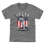 500 LEVEL Aaron Judge Youth Shirt (Kids Shirt, 4-5Y X-Small, Tri Gray) - Aaron Judge New York Country Flag WHT