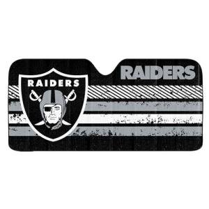 Fanmats 60066 NFL Las Vegas Raiders Windshield Sun Auto Shade, Sun Shield Sun Visor | Accordion tri-fold for storage | 59" x 29.5", Colorful Team Design