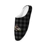 FOCO Men's NFL Baltimore Ravens Sherpa Lined Buffalo Check Memory Foam Slippers, Large (11-12)