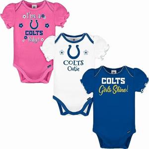 NFL Indianapolis Colts 3 Pack Short Sleeve Bodysuit, Blue Indianapolis Colts New, 18 Months