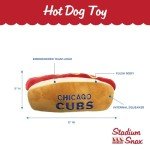 MLB Chicago Cubs Plush Dog Toys - Stadium Theme Snacks - Cutest Plush HOT-Dog Toy for Dogs & Cats with Inner Squeaker & Premium Embroidery of Baseball Team Name/Logo