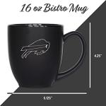 Rico Industries NFL Football Buffalo Bills Main 15oz Laser Engraved Matte Black Ceramic Bistro Mug - For Hot or Cold Drinks