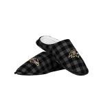 FOCO Men's NFL Baltimore Ravens Sherpa Lined Buffalo Check Memory Foam Slippers, Large (11-12)
