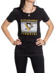 Calhoun NHL Womens Acid Wash Round Neck Block Logo T-Shirt (Pittsburgh Penguins, Large)