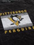 Calhoun NHL Womens Acid Wash Round Neck Block Logo T-Shirt (Pittsburgh Penguins, Large)
