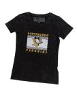 Calhoun NHL Womens Acid Wash Round Neck Block Logo T-Shirt (Pittsburgh Penguins, Large)