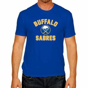 Wright & Ditson NHL Adult Game Day Unisex T-Shirt - 100% Cotton - Tagless Short Sleeve Hockey Tee - Comfortable & Lightweight (Buffalo Sabres - Royal, X-Large)