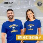 Wright & Ditson NHL Adult Game Day Unisex T-Shirt - 100% Cotton - Tagless Short Sleeve Hockey Tee - Comfortable & Lightweight (Buffalo Sabres - Royal, X-Large)