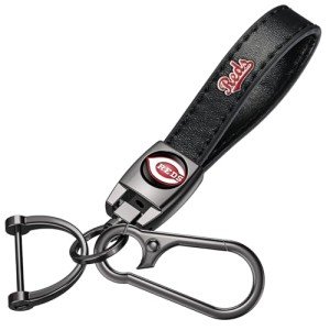 DNGNKNG Reds Leather Car Keychain Keyring for Cincinnati Reds Baseball Fans,Reds Car Key Fob Holder Keychain Lanyard,Souvenir/Gifts for Baseball Fans
