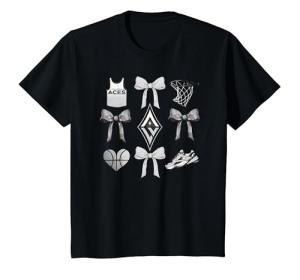 WNBA Las Vegas Aces Bow Grid T-Shirt, Youth, Black, X-Small