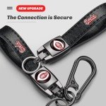 DNGNKNG Reds Leather Car Keychain Keyring for Cincinnati Reds Baseball Fans,Reds Car Key Fob Holder Keychain Lanyard,Souvenir/Gifts for Baseball Fans