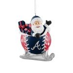 FOCO - MLB 4" Baseball Sleigh Resin Xmas Christmas Holiday Tree Hanging Ornament (Atlanta Braves)