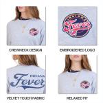 Ultra Game WNBA Official Womens Velvet Plush Crew Sweatshirt, Indiana Fever, Heather Gray, Medium