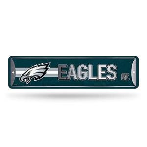 Rico Industries NFL Philadelphia Eagles Home Décor Metal Street Sign (4" x 15") - Great for Home, Office, Bedroom, & Man Cave - Made,Silver