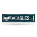 Rico Industries NFL Philadelphia Eagles Home Décor Metal Street Sign (4" x 15") - Great for Home, Office, Bedroom, & Man Cave - Made,Silver