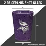 Rico Industries NFL Football Minnesota Vikings 2oz Ceramic Shot Glass for Fans, Laser Engraved In Team Color Single Shot Glass