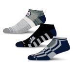 For Bare Feet NHL WINNIPEG JETS Stripe Stack 3 Pack Ankle Sock Team Colors Large