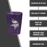 Rico Industries NFL Football Minnesota Vikings 2oz Ceramic Shot Glass for Fans, Laser Engraved In Team Color Single Shot Glass