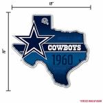 Rico Industries NFL Dallas Cowboys State Shape Shape Cut Pennant - Home and Living Room Décor - Soft Felt EZ to Hang 18x0.10x18