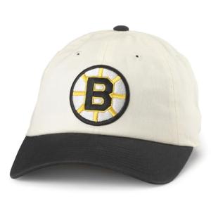 AMERICAN NEEDLE Boston Bruins Officially Licensed NHL Blue Line Adjustable Snapback Baseball Hat, Ivory/Black (EM004A-BBR-IBLK)