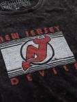 Calhoun NHL Womens Acid Wash Round Neck Block Logo T-Shirt (New Jersey Devils, X-Large)