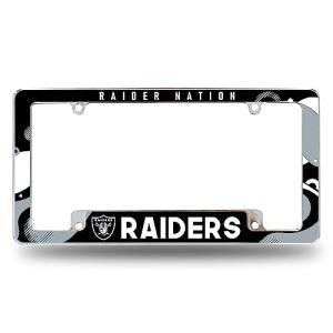 Rico Industries NFL Football Las Vegas Raiders Wave 12" x 6" Chrome All Over Automotive License Plate Frame
