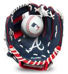 Franklin Sports MLB Youth Teeball Glove and Ball Set - Kids Atlanta Braves Baseball and Teeball Glove and Ball - Perfect First Kids Glove - 9.5"