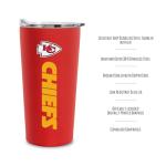 Rico Industries NFL Football Kansas City Chiefs 18oz Soft Touch, Easy Grip Tumbler