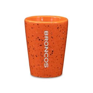 Rico Industries NFL Football Denver Broncos 2oz Ceramic Shot Glass for Fans, Laser Engraved In Team Color Single Shot Glass