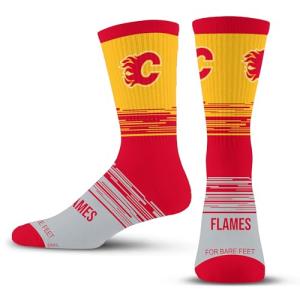 For Bare Feet NHL CALGARY FLAMES Elevate Premium Dress Crew Sock Team Color Large