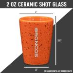 Rico Industries NFL Football Denver Broncos 2oz Ceramic Shot Glass for Fans, Laser Engraved In Team Color Single Shot Glass