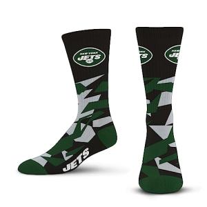 For Bare Feet NFL NEW YORK JETS Shattered Camo Crew Sock Team Color Large