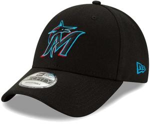 New Era MLB The League Youth 9FORTY Team Color Primary Logo Adjustable Hat Cap One Size Fits All - Miami Marlins Black